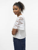 Μπλούζα με δαντέλα στα μανίκια Vero Moda 10329679 - Λευκό - thefashionproject.gr - VERO MODA