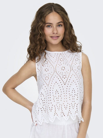 Μπλούζα με διάτρητο σχέδιο ONLY 15343156 - Λευκό - thefashionproject.gr - ONLY