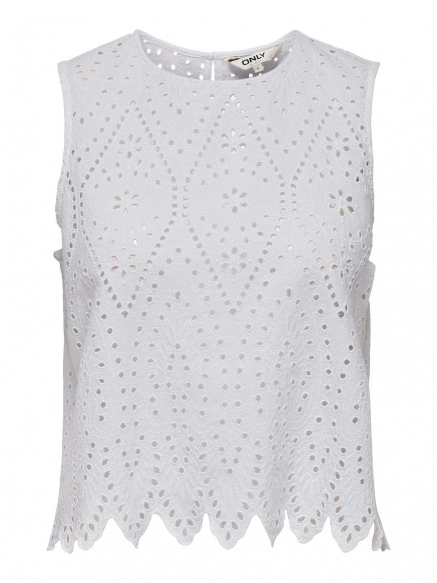 Μπλούζα με διάτρητο σχέδιο ONLY 15343156 - Λευκό - thefashionproject.gr - ONLY