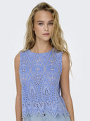 Μπλούζα με διάτρητο σχέδιο ONLY 15343156 - Μπλε denim - thefashionproject.gr - ONLY