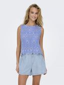 Μπλούζα με διάτρητο σχέδιο ONLY 15343156 - Μπλε denim - thefashionproject.gr - ONLY