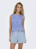 Μπλούζα με διάτρητο σχέδιο ONLY 15343156 - Μπλε denim - thefashionproject.gr - ONLY