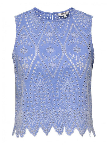 Μπλούζα με διάτρητο σχέδιο ONLY 15343156 - Μπλε denim - thefashionproject.gr - ONLY