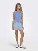 Μπλούζα με διάτρητο σχέδιο ONLY 15343156 - Μπλε denim - thefashionproject.gr - ONLY