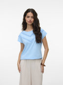 Μπλούζα με πλεκτή λεπτομέρεια Vero Moda 10329678 - Γαλάζιο - thefashionproject.gr - VERO MODA