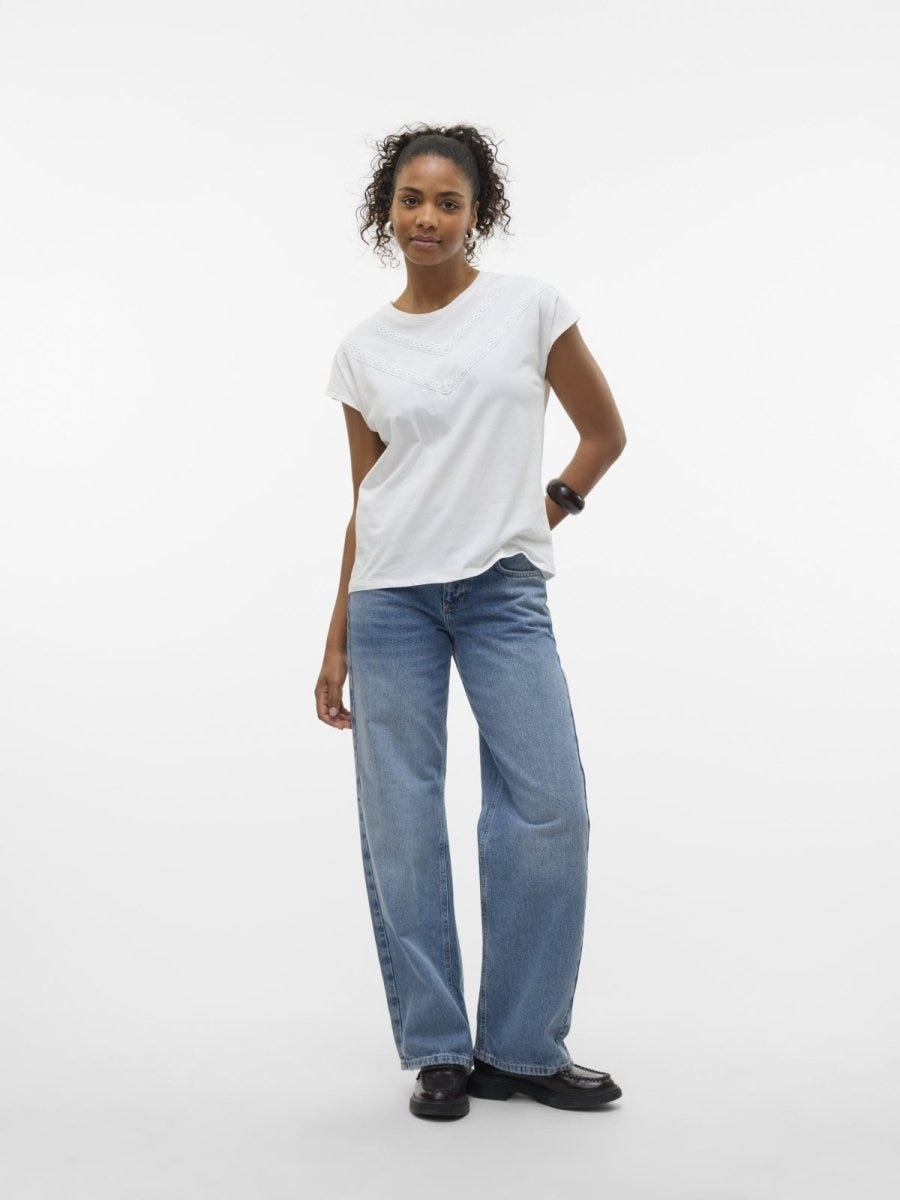 Μπλούζα με πλεκτή λεπτομέρεια Vero Moda 10329678 - Λευκό - thefashionproject.gr - VERO MODA