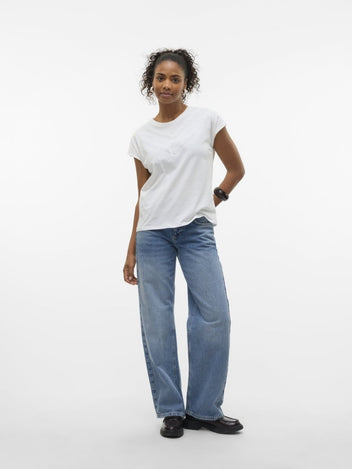 Μπλούζα με πλεκτή λεπτομέρεια Vero Moda 10329678 - Λευκό - thefashionproject.gr - VERO MODA