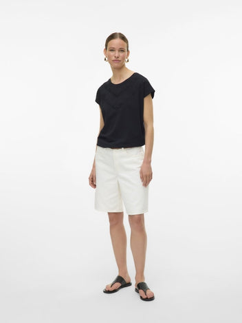 Μπλούζα με πλεκτή λεπτομέρεια Vero Moda 10329678 - Μαύρο - thefashionproject.gr - VERO MODA