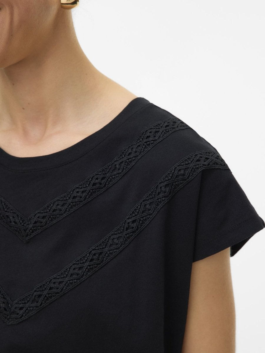 Μπλούζα με πλεκτή λεπτομέρεια Vero Moda 10329678 - Μαύρο - thefashionproject.gr - VERO MODA