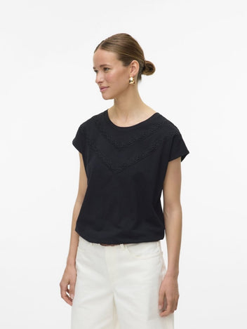 Μπλούζα με πλεκτή λεπτομέρεια Vero Moda 10329678 - Μαύρο - thefashionproject.gr - VERO MODA