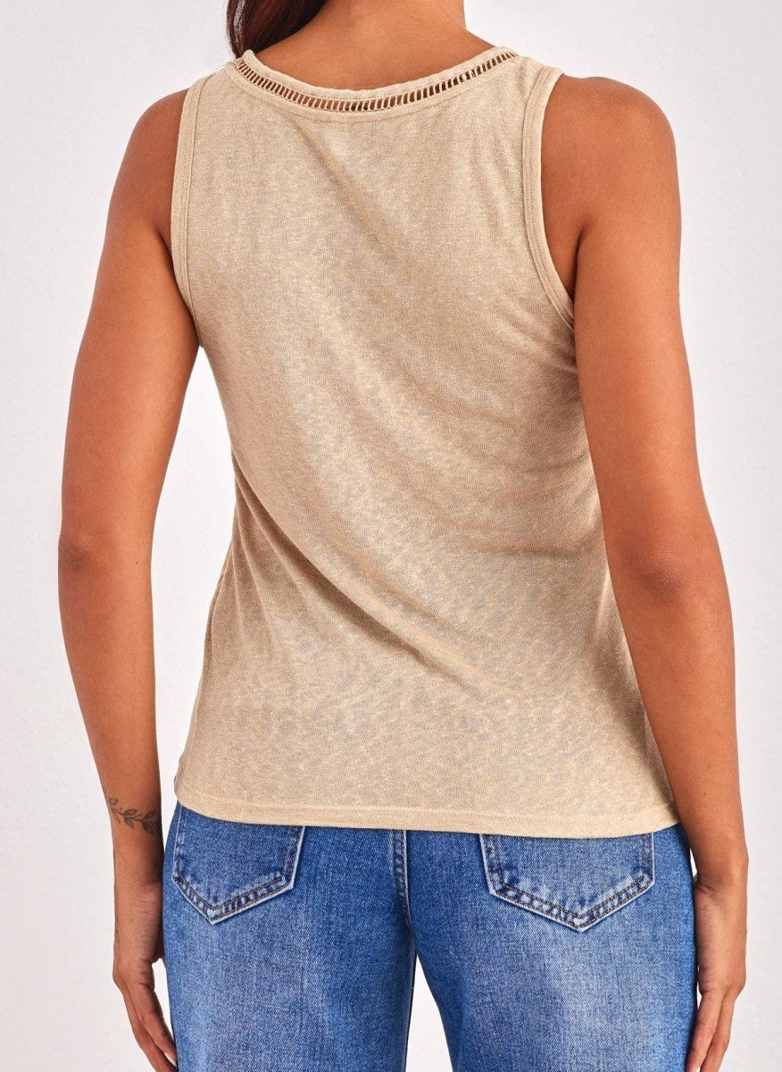 Μπλούζα με v cut ONLY 15320076 - Μπεζ - thefashionproject.gr - ONLY