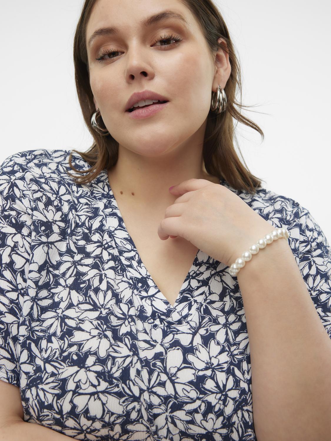 Μπλούζα plus size floral Vero Moda Curve 10305657 - Μπλε σκούρο - thefashionproject.gr - VERO MODA CURVE