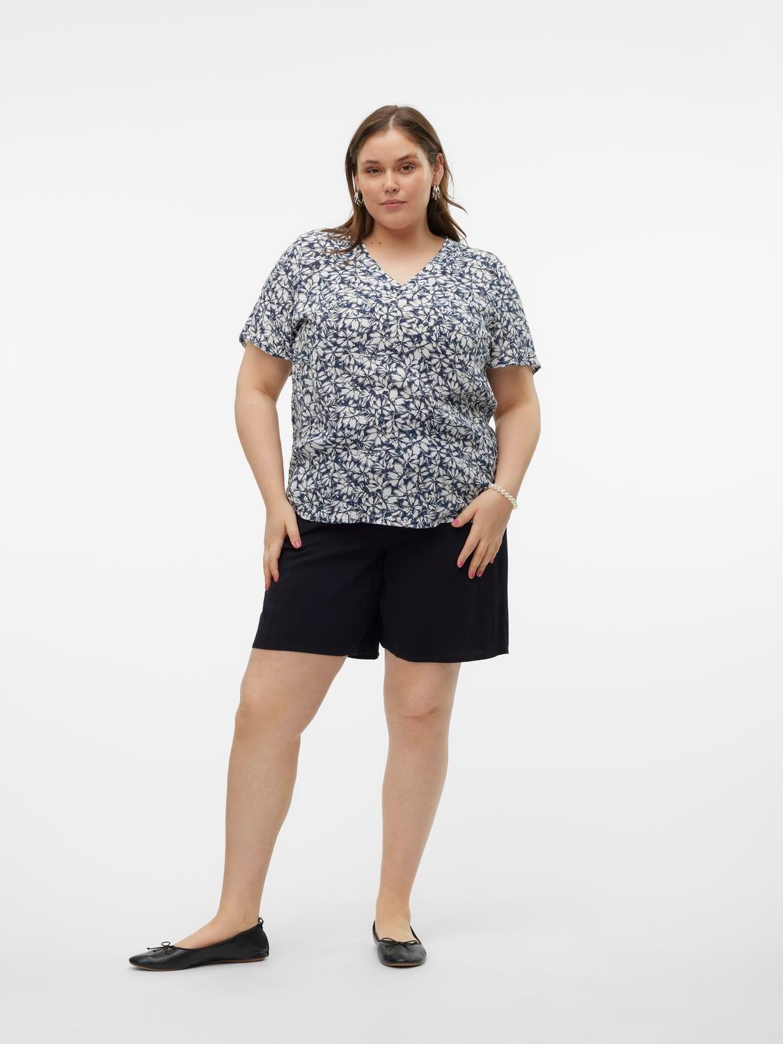 Μπλούζα plus size floral Vero Moda Curve 10305657 - Μπλε σκούρο - thefashionproject.gr - VERO MODA CURVE