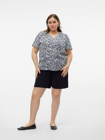 Μπλούζα plus size floral Vero Moda Curve 10305657 - Μπλε σκούρο - thefashionproject.gr - VERO MODA CURVE