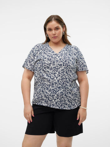 Μπλούζα plus size floral Vero Moda Curve 10305657 - Μπλε σκούρο - thefashionproject.gr - VERO MODA CURVE