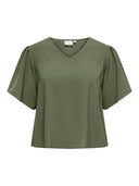 Μπλούζα plus size με v cut λαιμόκοψη CARMAKOMA 15316977 - Χακί - thefashionproject.gr - CARMAKOMA