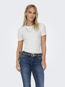 Μπλούζα ριμπ ONLY 15330639 - Λευκό - thefashionproject.gr - ONLY