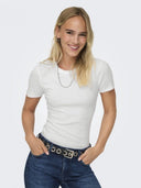 Μπλούζα ριμπ ONLY 15330639 - Λευκό - thefashionproject.gr - ONLY