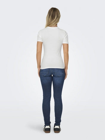 Μπλούζα ριμπ ONLY 15330639 - Λευκό - thefashionproject.gr - ONLY