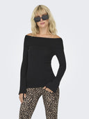 Μπλούζα ριμπ strapless ONLY 15328246 - Μαύρο - thefashionproject.gr - ONLY