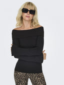 Μπλούζα ριμπ strapless ONLY 15328246 - Μαύρο - thefashionproject.gr - ONLY