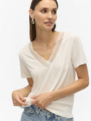 Μπλούζα v cut με σχέδιο Vero Moda 10329687 - Λευκό - thefashionproject.gr - VERO MODA