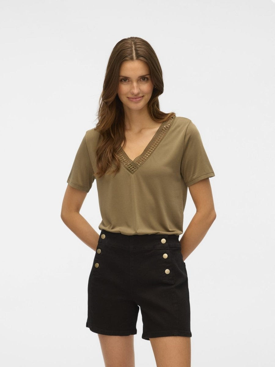 Μπλούζα v cut με σχέδιο Vero Moda 10329687 - Τάουπε - thefashionproject.gr - VERO MODA