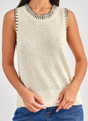 Μπλουζάκι αμάνικο σενίλ - Μπεζ - thefashionproject.gr - The Fashion Project