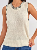 Μπλουζάκι αμάνικο σενίλ - Μπεζ - thefashionproject.gr - The Fashion Project