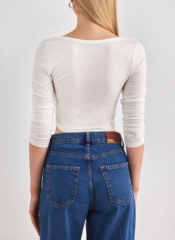 Μπλουζάκι μακρυμάνικο crop top Different - Shop 01 - 179 - Λευκό - thefashionproject.gr - DIFFERENT - SHOP