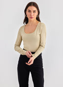 Μπλουζάκι μακρυμάνικο ONLY 15302647 - Μπεζ - thefashionproject.gr - ONLY