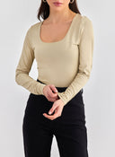 Μπλουζάκι μακρυμάνικο ONLY 15302647 - Μπεζ - thefashionproject.gr - ONLY