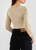 Μπλουζάκι μακρυμάνικο ONLY 15302647 - Μπεζ - thefashionproject.gr - ONLY