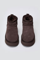 Μποτάκια αστραγάλου καστόρινα με συνθετική γούνα KELARA - Brown Suede - thefashionproject.gr - KELARA