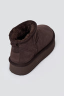 Μποτάκια αστραγάλου καστόρινα με συνθετική γούνα KELARA - Brown Suede - thefashionproject.gr - KELARA