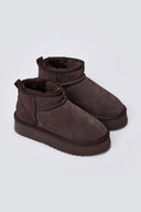 Μποτάκια αστραγάλου καστόρινα με συνθετική γούνα KELARA - Brown Suede - thefashionproject.gr - KELARA