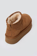 Μποτάκια αστραγάλου καστόρινα με συνθετική γούνα KELARA - Camel Suede - thefashionproject.gr - KELARA