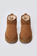 Μποτάκια αστραγάλου καστόρινα με συνθετική γούνα KELARA - Camel Suede - thefashionproject.gr - KELARA