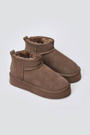 Μποτάκια αστραγάλου καστόρινα με συνθετική γούνα KELARA - Taupe Suede - thefashionproject.gr - KELARA