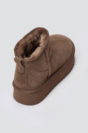 Μποτάκια αστραγάλου καστόρινα με συνθετική γούνα KELARA - Taupe Suede - thefashionproject.gr - KELARA