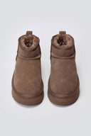 Μποτάκια αστραγάλου καστόρινα με συνθετική γούνα KELARA - Taupe Suede - thefashionproject.gr - KELARA