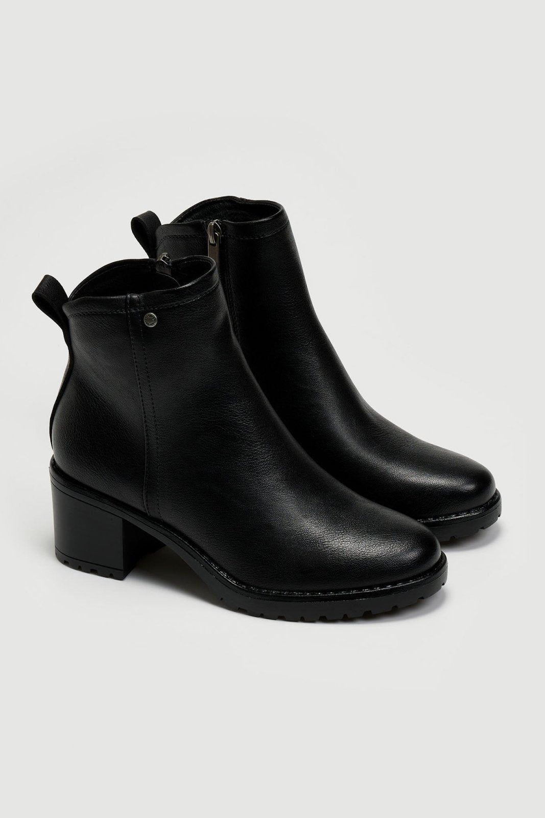 Μποτάκια αστραγάλου με τακούνι - Μαύρο - thefashionproject.gr - La Coquette