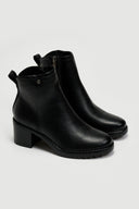 Μποτάκια αστραγάλου με τακούνι - Μαύρο - thefashionproject.gr - La Coquette