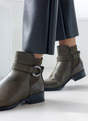 Μποτάκια αστραγάλου με ζωνάκι Erynn - Λαδί - thefashionproject.gr - ERYNN