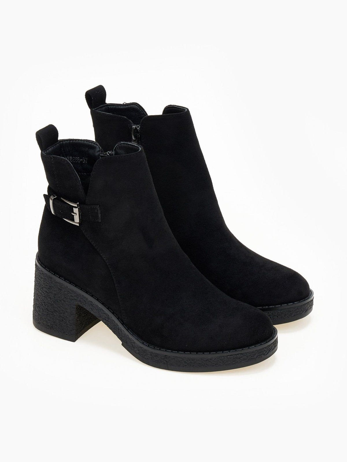 Μποτάκια αστραγάλου suede με άνοιγμα - Μαύρο - thefashionproject.gr - The Fashion Project