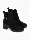 Μποτάκια αστραγάλου suede με άνοιγμα - Μαύρο - thefashionproject.gr - The Fashion Project