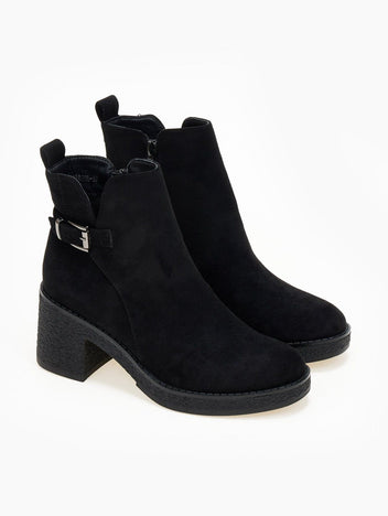 Μποτάκια αστραγάλου suede με άνοιγμα - Μαύρο - thefashionproject.gr - The Fashion Project