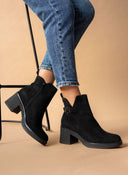 Μποτάκια αστραγάλου suede με άνοιγμα - Μαύρο - thefashionproject.gr - The Fashion Project