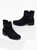 Μποτάκια αστραγάλου suede με ζωνάκι - Μαύρο - thefashionproject.gr - The Fashion Project