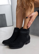 Μποτάκια αστραγάλου suede με ζωνάκι - Μαύρο - thefashionproject.gr - The Fashion Project